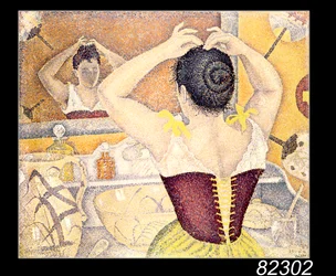 Frau bei ihrer Toilette mit einem violetten Korsett, 1893
